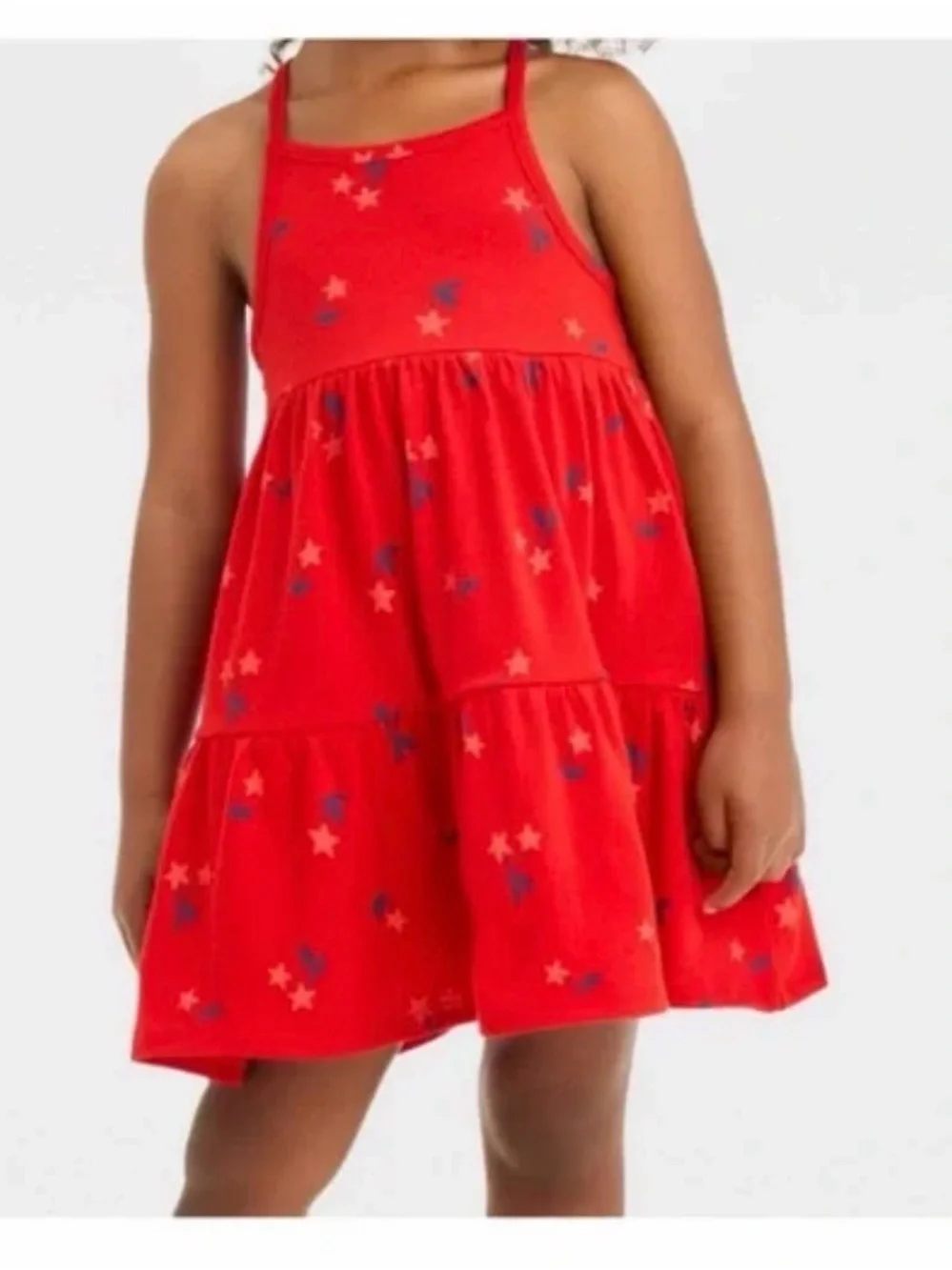 Red “Cherry” Star-Print Tiered Girl’a Sundress